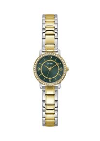 Quarzuhr Guess "MELODY", gold (silberfarben, blau, gr&uuml;n), Armbanduhren, Damen, goldfarben, Quarzuhr, Armbanduhr, Damenuhr, Edelstahlarmband, analog