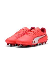 Fu&szlig;ballschuh Puma "KING MATCH FG/AG JR", Kinder, Gr. 34, Textil, wei&szlig; (glowing rot, Puma wei&szlig;, rot fire), Synthetik, Schuhe Fu&szlig;ballschuh, f&uuml;r Rasen- und Kunstrasenpl&auml;tze