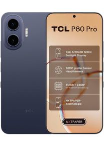 TCL Smartphone "P80 Pro 8+512GB", Energieeffizienz: A, schwarz (midnight blau), 512 GB, Mobiltelefone, NXTPAPER-Technologie, Smartphone