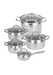 Topf-Set RESTO KITCHENWARE "LIBRA, sp&uuml;lmaschinengeeignet", silber (silberfarben), T&ouml;pfe, Topf-Set, f&uuml;r alle Herdarten geeignet, auch Induktion