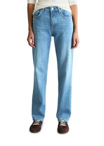 Marc O'Polo Straight-Jeans MARC O'POLO DENIM, Damen, Gr. 27, L&auml;nge 32, blau (medium blau), Denim/Jeans, Obermaterial: 60% Baumwolle, 39% Lyocell, 1% Elasthan, straight fit lang, Jeans Straight-Jeans
