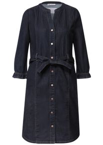 Jeanskleid Street One, Damen, Gr. 46, N-Gr, rinse soft wash, Denim/Jeans, Obermaterial: 72% Baumwolle, 27% Polyester, 1% Elasthan, unifarben, tailliert kniefrei, V-Ausschnitt, abgesteppte Kante, Kleider Jeanskleid, Kniefrei / mit Jeans-G&uuml;rtel / im Tunika-Stil