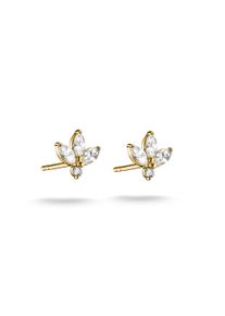 Paar Ohrstecker Thomas Sabo "Bl&uuml;ten-Optik gelbgoldfarben", gelbgoldfarben, wei&szlig;, wei&szlig;, Ohrringe, Damen, Metall, Paar Ohrstecker, mit Zirkonia (synth.)