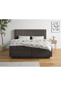 Boxbett HOMSY BY ANA JOHNSON "Moonio inkl. Bettkasten", grau (schwarz), B:187cm L:214cm, Komplettbetten, Boxbett, erh&auml;ltlich in verschiedenen Breiten und H&auml;rtegraden