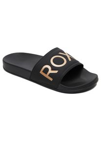 Sandale Roxy "Slippy Ii", Damen, Gr. 8,5(39), schwarz (schwarz, m gold), Obermaterial: 100% PU, Futter: 100% Textil, Laufsohle: 100% EVA., Schuhe Sandale