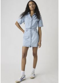 Levi's Jeanskleid LEVI'S "WESTERN DRESS", Damen, Gr. XS (34), N-Gr, Kurzarm, Denim/Jeans, blasted stone dress, Denim/Jeans, Obermaterial: 100% Baumwolle, normal kniefrei, Kleider Jeanskleid, Durchgehender Druckknopfverschluss
