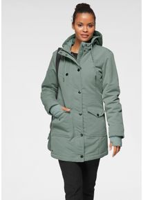 Langjacke Kangaroos, Damen, Gr. 34, gr&uuml;n (mint, grau), Web, Obermaterial: 100% Polyester. Futter: 100% Polyester. Wattierung: 100% Polyester, gepunktet, kontrastfarbene Details, unifarben mit Farbeinsatz, figurumspielend Po-bedeckend, Jacken Langjacke, f&uuml;r den &Uuml;bergang, aus leichtem Webmaterial, modisch, Topseller