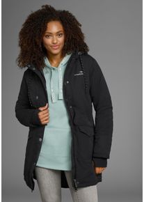 Langjacke Kangaroos, Damen, Gr. 38, schwarz, Web, Obermaterial: 100% Polyester. Futter: 100% Polyester. Wattierung: 100% Polyester, gepunktet, kontrastfarbene Details, unifarben mit Farbeinsatz, figurumspielend Po-bedeckend, Jacken Langjacke, f&uuml;r den &Uuml;bergang, aus leichtem Webmaterial, modisch, Topseller