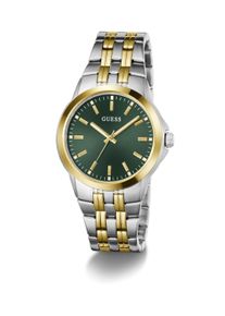 Quarzuhr Guess "ARCHIE", gold (silberfarben, gr&uuml;n, goldfarben, gr&uuml;n), Armbanduhren, Damen, goldfarben, Quarzuhr, Armbanduhr, Damenuhr, Herrenuhr, Edelstahlarmband, analog