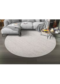 Teppich OCI DIE TEPPICHMARKE "FAVORIT, Wendeteppich, auch als L&auml;ufer und Rund", silber, H:12mm &Oslash;:150cm, Wolle, Teppiche, Teppich, Handweb-Teppich aus Indien, handgewebt, hochwertig verarbeitet