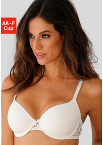 Schalen-BH Lascana "BH mit B&uuml;gel, T-Shirt-BH mit Spitzenr&uuml;cken", Damen, Gr. 95, Cup C, beige (creme), Microtouch, Obermaterial: 86% Polyamid (TACTEL), 14% Elasthan (LYCRA), BHs Schalen-BH, bequemer BH, gro&szlig;e Gr&ouml;&szlig;en, Dessous