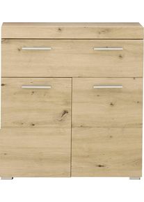 Unterschrank Welltime "Avena", braun (asteichefarben), B:73cm H:81cm T:31cm, Schr&auml;nke, Unterschrank, Badezimmerschrank mit 1 gro&szlig;en Schubkasten und 2 T&uuml;ren - 73/31/79 cm