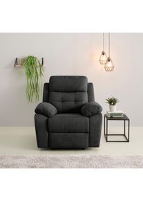 Relaxsessel OTTO HOME "Lannilis mit Liegefunktion, Fernsehsessel", grau (anthrazit), B:97cm H:100cm T:92cm, Webstoff 95% Polyester 5% Nylon, Sessel, Relaxsessel, mit manueller und elektrischer Relaxfunktion, anthrazit