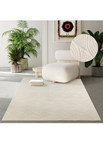 Teppich the carpet "Rio", beige (creme), B:160cm H:8mm L:220cm, Polyester, Teppiche, Teppich, weicher Wohnzimmer Teppich rutschfest 3D-Optik