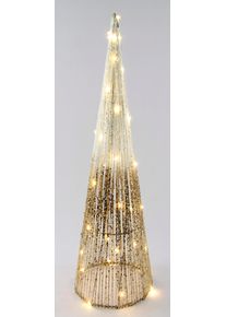 LED-Dekofigur I.GE.A. "LED-Weihnachtspyramide", gold, B:16cm H:60cm &Oslash;:18cm, Metall, Dekofiguren, LED-Dekofigur, mit Timer Leuchtpyramide Weihnachtsbaum Tannenbaum Weihnachtsdeko Deko