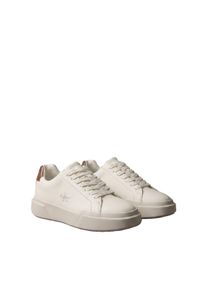Plateausneaker Calvin Klein "CHUNKY CUPS LACEUP LTH BT CROC", Damen, Gr. 42, Synthetik Textil, marshmallow, Leder, Lederimitat, kontrastfarbene Details, unifarben mit Farbeinsatz, Basic, Schuhe Plateausneaker, Schn&uuml;rschuh, Freizeitschuh, Halbschuh mit seitlichem CK-Logo