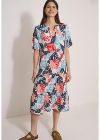 Druckkleid Cecil, Damen, Gr. M (40), N-Gr, Kurzarm, Web, bunt (light alabaster wei&szlig;), Web, Obermaterial: 100% Viskose, gemustert, figurumspielend kniebedeckend, V-Ausschnitt, Kleider Druckkleid, Rock Teil stufig geschnitten