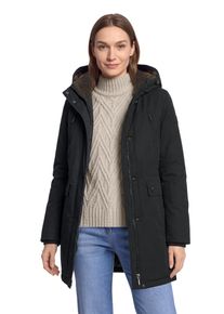Langjacke Gil Bret, Damen, Gr. 48, blau (schwarz navy), Web, Obermaterial: 59% Baumwolle, 41% Polyester, unifarben, k&ouml;rpernah kniefrei, Rundhals, B&uuml;ndchen, Jacken Langjacke, Winterjacke mit Rei&szlig;verschluss