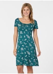 Minikleid Ragwear "LUNNGO DRESS PRINT", Damen, Gr. XXL, N-Gr, Kurzarm, Jersey, gr&uuml;n (ocean gr&uuml;n), Jersey, Obermaterial: 95% Viskose, 5% Elasthan, bedruckt, kniefrei, Rundhals, Kleider Minikleid, Elastische Viskosemischung mit dezentem R&uuml;ckenausschnitt