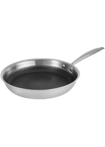Bratpfanne RESTO KITCHENWARE "Achird Pfanne aus Tri-Ply (Edelstahl + Aluminium + Edelstahl) ofenfest", silber (silberfarben), H:5,5cm L:51cm &Oslash;:28cm, Pfannen, Bratpfanne, Die 3-schichtige Basis erm&ouml;glicht eine Energieeinsparung von 25%