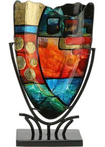 Bodenvase CASABLANCA BY GILDE "Dekovase Nebra", bunt (mehrfarbig), B:29cm H:47,5cm T:10,5cm, Glas, Metall, Vasen, Bodenvase