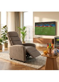 Relaxsessel Home Affaire "BERVILLE, TV-Sessel, Ruhesessel mit Schlaffunktion, Webstoff", grau (taupe), B:69cm H:104cm T:87cm, Sessel, Relaxsessel, Liegesessel mit manueller Relaxfunktion