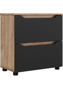 Waschbeckenunterschrank OTTO HOME "Visali", eiche, schwarz, B:60cm H:60,5cm T:32cm, Holzwerkstoff, Schr&auml;nke, Waschbeckenunterschrank, Waschtisch in 60 und 80cm erh&auml;ltlich, 2 Schubladen, zum Stellen