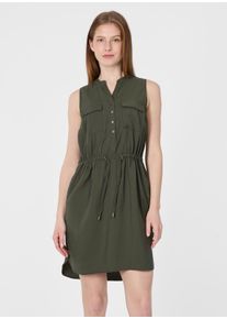 Sommerkleid Ragwear "ROISSIN", Damen, Gr. XL, N-Gr, ohne &Auml;rmel, Web, gr&uuml;n (schwarz olive), Web, Obermaterial: 80% Viskose, 20% Polyester, unifarben, kniefrei, Rundhals, Kleider Sommerkleid, Viskosemischung mit Brusttaschen, Taillenband und Anti-Knitter-Finish