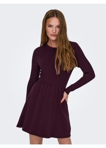 Strickkleid Only "ONLFIA LS CABLE DRESS KNT", Damen, Gr. L, N-Gr, Langarm, Strick, rot (port royale), Strick, Obermaterial: 50% Viskose, 27% Nylon, 23% Polyester, unifarben, regular fit ca. Mitte Oberschenkel, Rundhals, Kleider Strickkleid, Viskosemischung, regular fit, Topseller