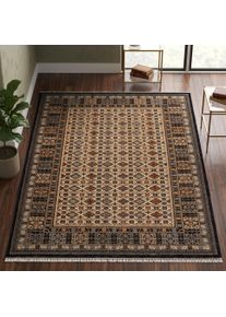 Wollteppich Theko "Saharna 6428" Gr. 4, blau, B:160cm H:10mm L:240cm, Wolle, Teppiche, Wollteppich, reine Wolle, Orient-Optik, mit Fransen