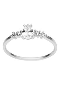 Fingerring Firetti "Schmuck Geschenk Gold 333 Damenring Verlobungsring Vorsteckring" Gr. 19, silber (wei&szlig;goldfarben, kristallwei&szlig;), Fingerringe, Damen, 19, Wei&szlig;gold 333, 1,1mm, Fingerring, mit Zirkonia (synth.)