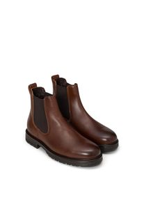 Marc O'Polo Chelseaboots MARC O'POLO "Model Rony 6", Herren, Gr. 43, Synthetik, braun (cognac), Elastischer Einsatz, Leder, unifarben, Basic, Schuhe Chelseaboots, Stiefelette, Business-Boots mit Profilsohle