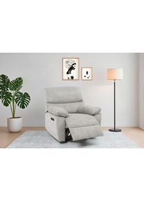 Relaxsessel Home Affaire "LANNOY, TV-Sessel, elektr. o. manuelle Relaxfunktion, USB A/C", grau (hellgrau), B:95cm H:96cm T:94cm, Sessel, Relaxsessel, Sessel mit Liegefunktion 105-150, Federkernpolsterung