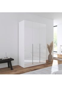 Dreht&uuml;renschrank OTTO HOME "Kleiderschrank Schrank Garderobe AGORDO Schlafzimmer", wei&szlig; (alpinwei&szlig;, hochglanz wei&szlig;), B:136cm H:210cm T:54cm, Holzwerkstoff, Schr&auml;nke, Dreht&uuml;renschrank, durchdachte Innenausstattung, in 8 Breiten und 2 H&ouml;hen MADE IN GERMANY