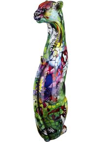 Tierfigur CASABLANCA BY GILDE "Gepard sitzend Street Art", bunt, B:12cm H:33,5cm T:8cm, Kunstharz, Dekofiguren, Tierfigur, Graffiti-Design