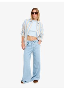 Stoffhose Roxy "BEACH FLIRT", Damen, Gr. S, N-Gr, blau (sunbleached), Obermaterial: 100% Baumwolle, Hosen Stoffhose, mit sportlicher Optik, aus Baumwolle, in den Gr&ouml;&szlig;en XS bis XXL