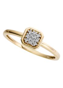 Fingerring Firetti "Schmuck Geschenk Gold 333 Damenring Goldring quadratisch" Gr. 17, gold (gelbgoldfarben, wei&szlig;goldfarben), Fingerringe, Damen, 17, 0,06 P2 = erkennbare Einschl&uuml;sse, Diamanten Gelbgold 333, 1,2mm, Diamanten, Gelbgold 333, Fingerring, mit Brillanten