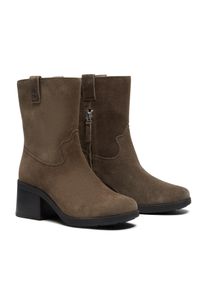 Stiefelette Timberland "BELLEVAUX - MID ZIP UP BOOT", Damen, Gr. 40, Synthetik, schwarz braun suede, Leder, Schuhe Stiefelette
