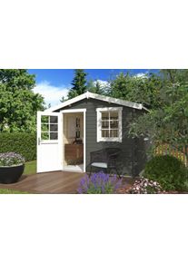 Gartenhaus Nordic Holz "Nina 230", gr&uuml;n (gr&uuml;ngrau), ohne Fu&szlig;boden, ohne Dacheindeckung, Massivholz, Gartenh&auml;user, Gartenhaus, mit Einzelt&uuml;r und Einzelfenster