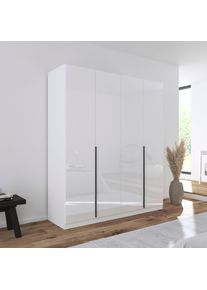 Dreht&uuml;renschrank OTTO HOME "Kleiderschrank Schrank Garderobe AGORDO Schlafzimmer", wei&szlig; (alpinwei&szlig;, hochglanz wei&szlig;), B:181cm H:210cm T:54cm, Holzwerkstoff, Schr&auml;nke, Dreht&uuml;renschrank, durchdachte Innenausstattung, in 8 Breiten und 2 H&ouml;hen MADE IN GERMANY