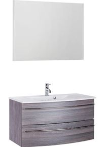 Badm&ouml;bel-Set SAPHIR "3040", grau (kastanie graphit, kastanie graphit), B:90cm, Kastenm&ouml;bel-Sets, Badm&ouml;bel-Set, Breite 90 cm