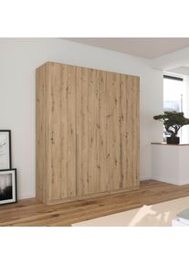 Dreht&uuml;renschrank OTTO HOME "Kleiderschrank Schrank Garderobe AGORDO Schlafzimmer", braun (eiche artisan), B:181cm H:210cm T:54cm, Holzwerkstoff, Schr&auml;nke, Dreht&uuml;renschrank, durchdachte Innenausstattung, in 8 Breiten und 2 H&ouml;hen MADE IN GERMANY