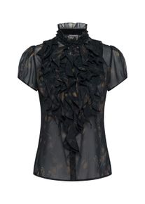 Langarmhemd Saint Tropez "Damen Langarm - Hemd LiljaSZ", Damen, Gr. M, N-Gr, schwarz (schwarz washed dandelions), Obermaterial: 100% Polyester PES., Hemden Langarmhemd