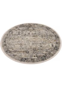 Teppich OCI DIE TEPPICHMARKE "BESTSELLER TADI, auch als L&auml;ufer und in Rund", grau (goldfarben, grau), H:8mm &Oslash;:240cm, Viskose, Teppiche, Teppich, Glanz Viskose, mit Fransen, Hoch Tief Struktur, Vintage, Wohnzimmer