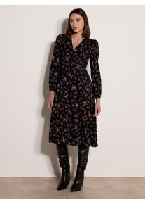 Midikleid Apricot "Wadenlanges Kleid", Damen, Gr. L (40), N-Gr, schwarz, gewebt, Obermaterial: 100% Viskose CV., gebl&uuml;mt, Modisch, V-Ausschnitt, Elastische B&uuml;ndchen, Kleider Midikleid, mit Blumenprint