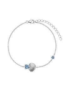 Armband Amor "Schmuck, Geschenk, Muschel-Optik, Herz", blau (silberfarben, blau, blau), Armb&auml;nder, Damen, 20cm, Silber 925 (Sterlingsilber), Armband, mit Zirkonia (synth.)