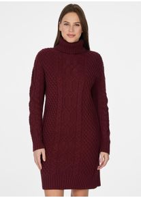 Strickkleid Ragwear "ODREI", Damen, Gr. XXL, N-Gr, Langarm, Strick, rot (wine rot), Strick, Obermaterial: 60% Baumwolle, 40% Polyester, unifarben, kniefrei, Kleider Strickkleid, mit Rollkragen und tollem Zopfstrickmuster