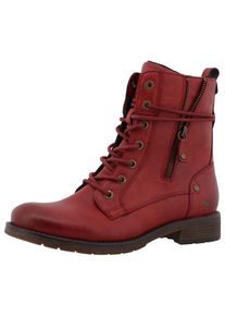 Winterstiefelette Mustang Shoes "Elfi", Damen, Gr. 36, w&auml;rmend, rot, Lederimitat, used, Basic, Schuhe Winterstiefelette, Stiefelette, Winterboots mit neckischem Zierrei&szlig;verschluss