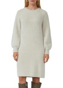 Strickkleid s.Oliver BLACK LABEL, Damen, Gr. 44, N-Gr, Langarm, Strick, wei&szlig; (beige), Strick, Obermaterial: 52% Polyester, 38% Polyamid, 5% Wolle, 3% Elasthan, 2% metallisierte Fasern, unifarben, regular fit lang, Rundhals, Rippb&uuml;ndchen, Kleider Strickkleid, mit geripptem Saum