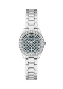 Quarzuhr Guess "MINI LUNA", silber (silberfarben, blau, blau), Armbanduhren, Damen, silberfarben, Quarzuhr, Armbanduhr, Damenuhr, Edelstahlarmband, analog